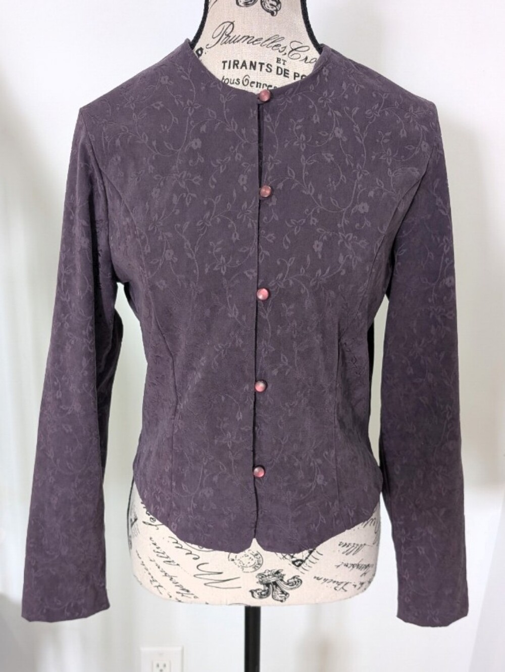 NORTHERN TRADITIONS | Women's Vintage Purple Floral Soft Button Up Blazer